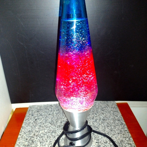 Northern Lites Glitter & Motion Lava Lamp. Blue & Purple. 14.5" Tall. - Picture 2 of 4
